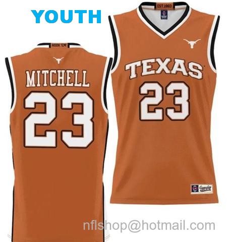 Youth Dillon Mitchell Jersey #23 Texas Longhorns NIL College Basketball Lightweight Orange