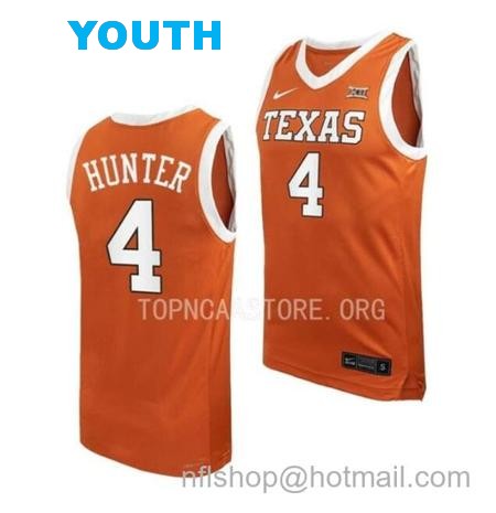 Youth #4 Tyrese Hunter Jersey Texas Longhorns College Basketball Jerseys Orange