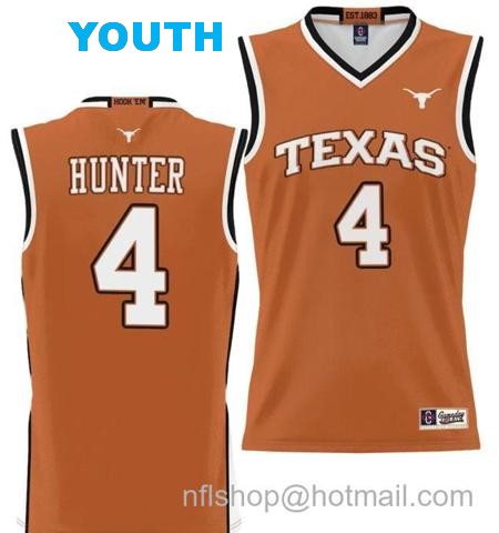 Youth Tyrese Hunter Jersey #4 Texas Longhorns NIL College Basketball Lightweight Orange