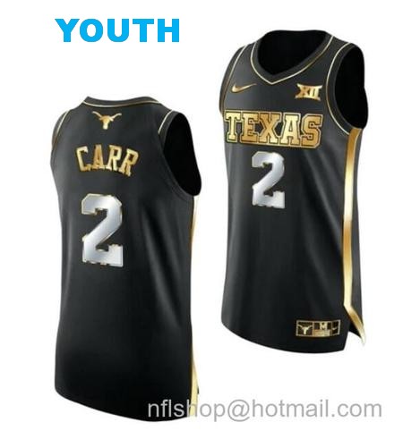 Youth #5 Marcus Carr Jersey Texas Longhorns College Basketball Jerseys Black