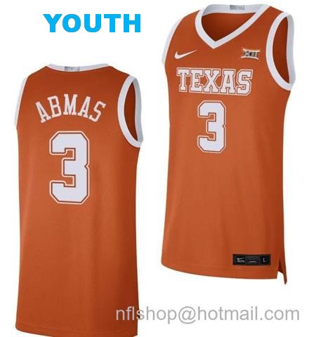 Youth Max Abmas Jersey #3 Texas Longhorns NIL Limited College Basketball Orange