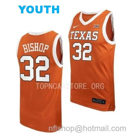 Youth #32 Christian Bishop Jersey Texas Longhorns College Basketball Jerseys Orange