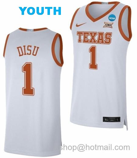 Youth Dylan Disu Jersey Texas Longhorns College Basketball 2023 NCAA March Madness White #1