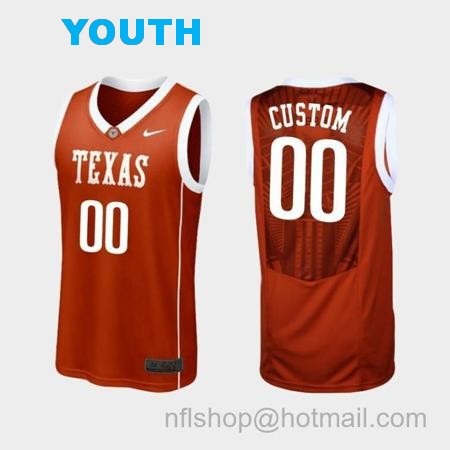 Youth Custom Name Number Texas Longhorns Burnt Orange Replica College Basketball Jersey