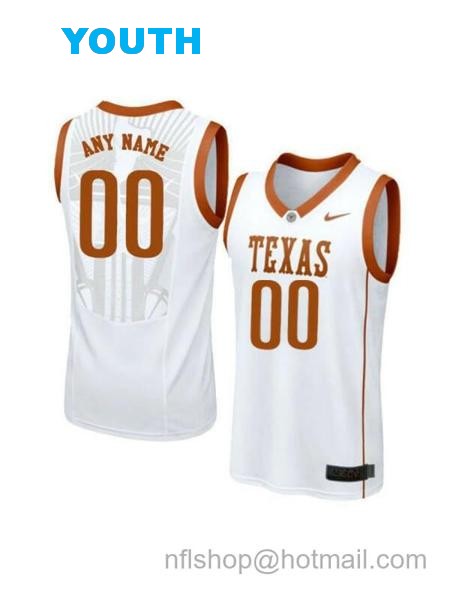 Youth Custom Texas Longhorns Jersey College Basketball Name and Number Elite White