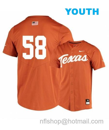 Youth Texas Longhorns 58 Mason Bryant Elite Orange College Baseball Jersey