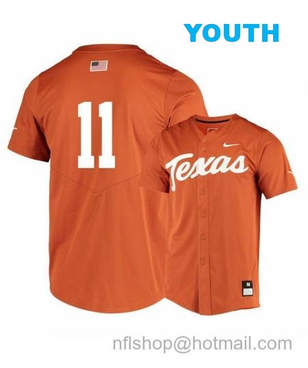 Youth Texas Longhorns 11 Duke Ellis Elite Orange College Baseball Jersey