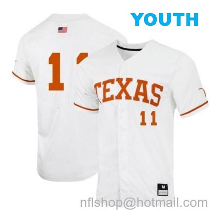 Youth Tanner Witt Jersey Texas Longhorns Baseball NCAA College White Alumni #11