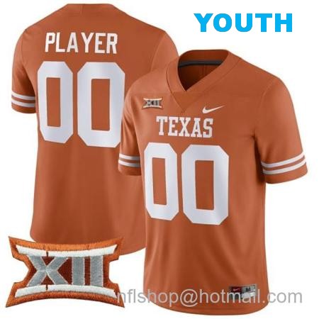 Youth Custom Texas Longhorns Jersey Name and Number College Football Orange Game All Stitched