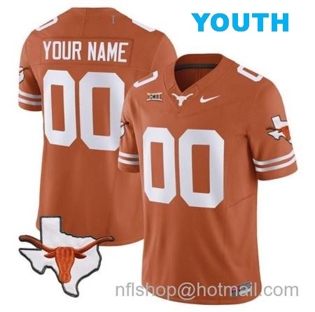 Youth Custom Texas Longhorn Jersey Name and Number Vapor Limited College Football Stitched Texas Orange