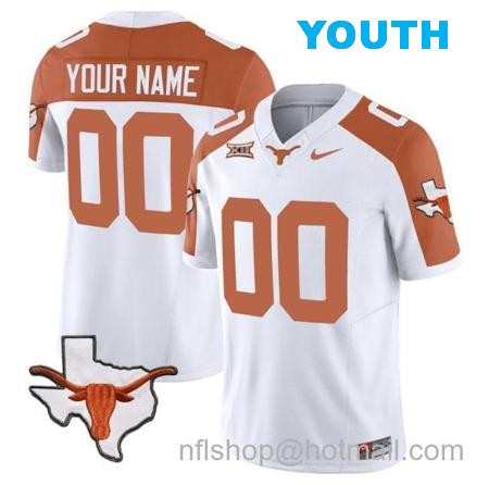 Youth Custom Texas Longhorn Jersey Name and Number Vapor Limited College Football Stitched Inverted