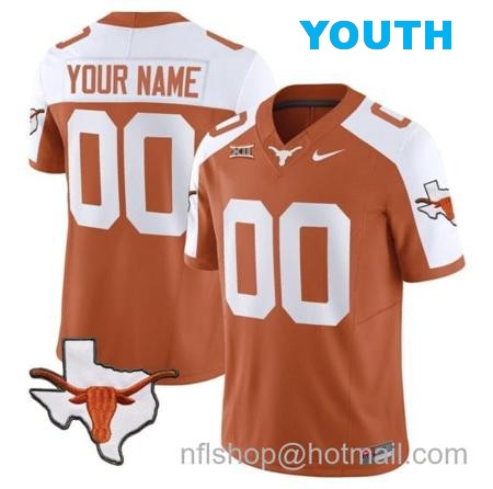 Youth Custom Texas Longhorn Jersey Name and Number Vapor Limited College Football Stitched Alternate