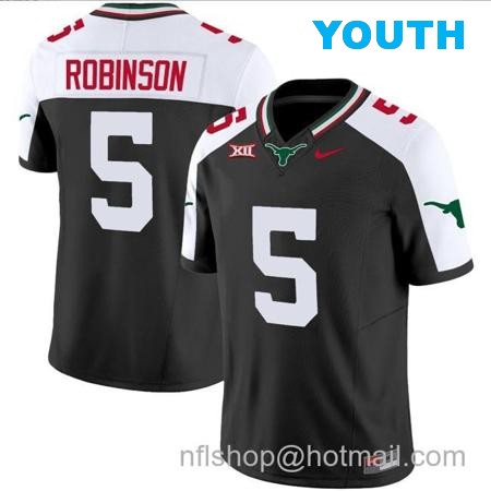 Youth Bijan Robinson Jersey #5 Texas Longhorns Mexico Vapor College Football Black Alternate