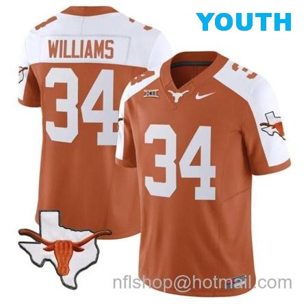 Youth Ricky Williams Jersey #34 Texas Longhorn Vapor Limited College Football Alternate