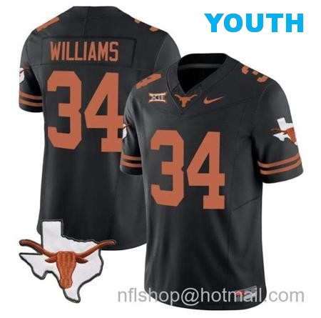 Youth Ricky Williams Jersey #34 Texas Longhorn Vapor Limited College Football Black