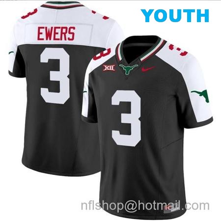 Youth Quinn Ewers Jersey #3 Texas Longhorns Mexico Vapor College Football Black Alternate