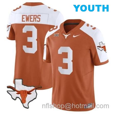 Youth Quinn Ewers Jersey #3 Texas Longhorn Vapor Limited College Football Alternate