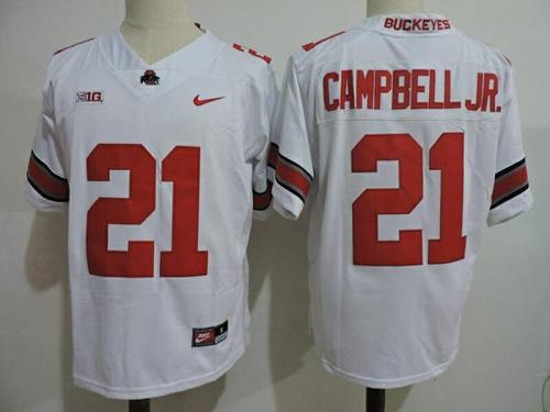 Youth Nike Ohio State Buckeyes #21 Campbell Jr College Football Jersey White