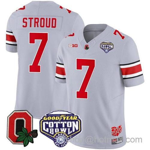 Youth Nike CJ Stroud Jersey #7 Ohio State Buckeyes Good Year Cotton Bowl Patch Football Gray