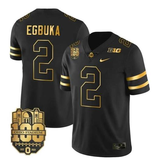 Youth Nike Ohio State Buckeyes Emeka Egbuka Jersey #2 College Football Stitched Black Gold