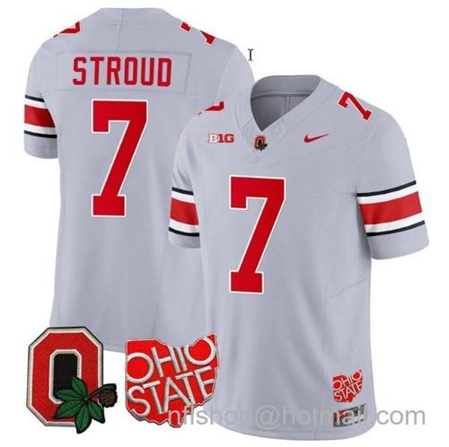 Youth Nike CJ Stroud Jersey #7 Ohio State Buckeyes College Football Stitched Logo Patch Gray