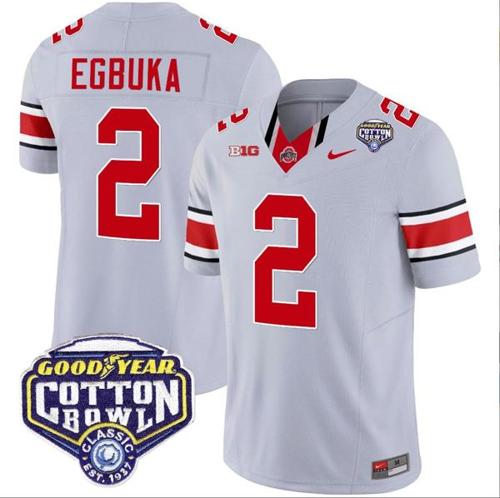 Youth Nike Emeka Egbuka Jersey #2 Ohio State Buckeyes Cotton Bowl Patch Vapor Football Gray