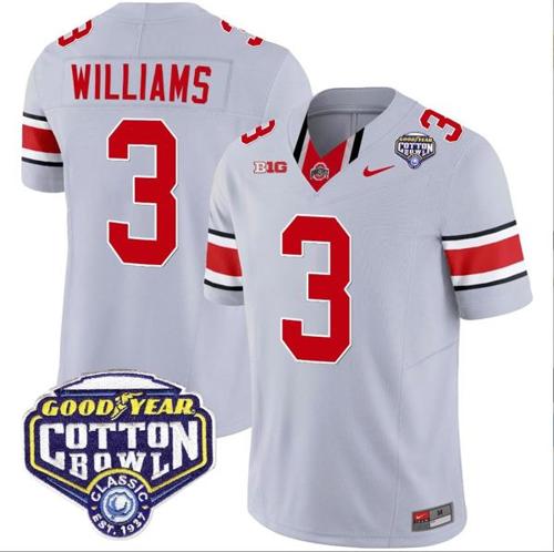 Youth Nike Miyan Williams Jersey #3 Ohio State Buckeyes Cotton Bowl Patch Vapor Football Gray