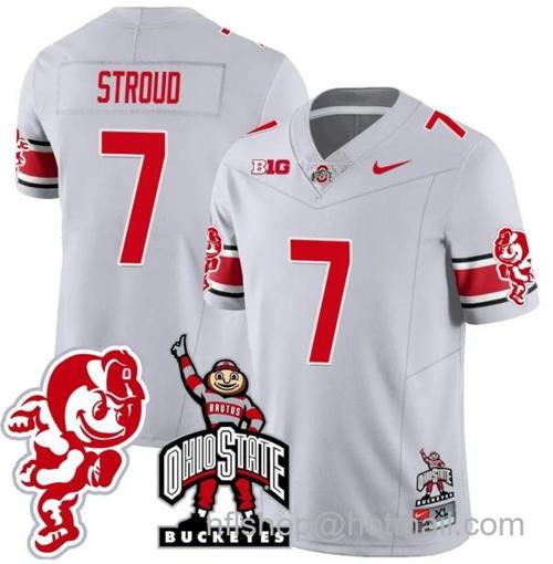 Youth Nike CJ Stroud Jersey #7 Ohio State Buckeyes Football Stitched Brutus Buckeye Patch Gray