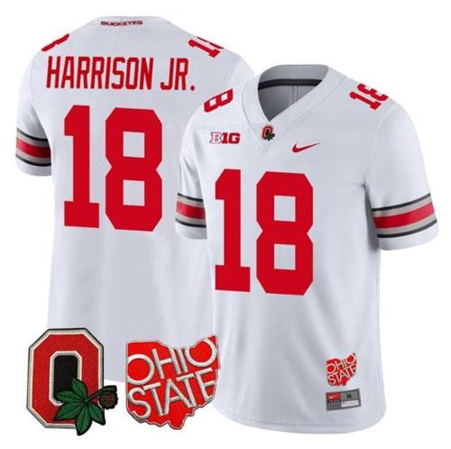 Youth Nike Marvin Harrison Jr Jersey #18 Ohio State Buckeyes College Football Stitched White