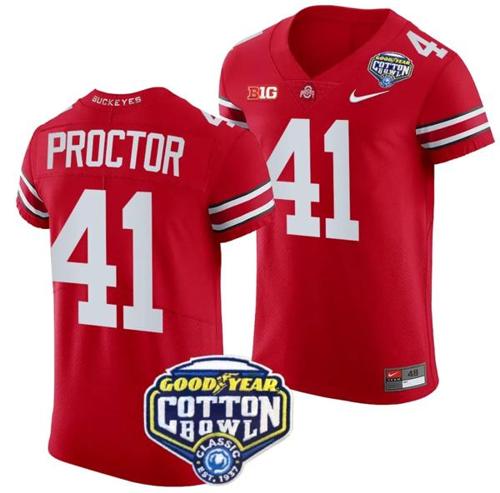 Youth Nike Josh Proctor Jersey #41 Ohio State Buckeyes Cotton Bowl Patch 2023 Football Scarlet