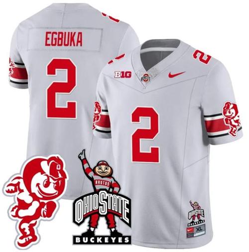 Youth Nike Emeka Egbuka Jersey #2 Ohio State Buckeyes Football Stitched Brutus Buckeye Patch Gray