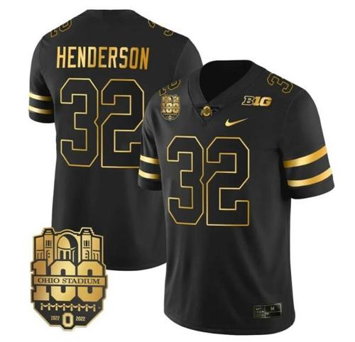 Youth Nike Ohio State Buckeyes TreVeyon Henderson Jersey #32 College Football Stitched Black Gold