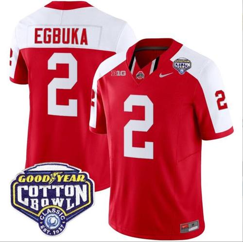 Youth Nike Emeka Egbuka Jersey #2 Ohio State Buckeyes Cotton Bowl Patch Vapor Football Red Alternate