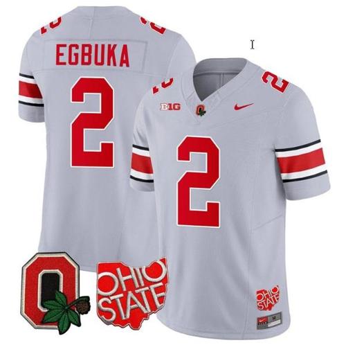 Youth Nike Emeka Egbuka Jersey #2 Ohio State Buckeyes College Football Stitched Logo Patch Gray