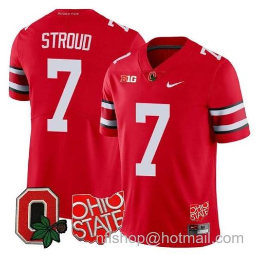 Youth Nike CJ Stroud Jersey #7 Ohio State Buckeyes College Football Stitched Logo Patch Scarlet