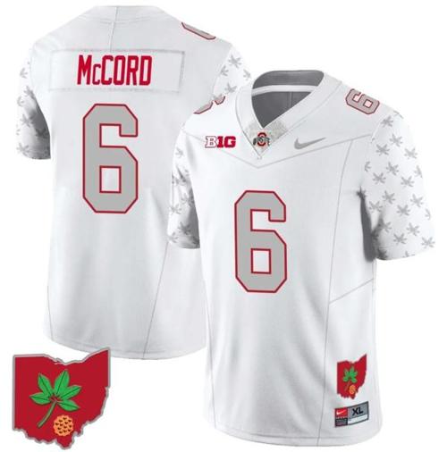 Youth Nike Kyle McCord Jersey #6 Ohio State Buckeyes Football Stitched Ohio Map Patch White Special