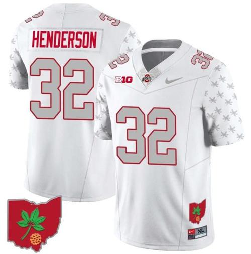 Youth Nike TreVeyon Henderson Jersey #32 Ohio State Buckeyes Football Stitched Ohio Map Patch White