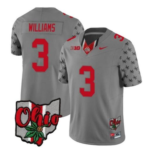 Youth Nike Ohio State Buckeyes Miyan Williams Jersey #3 College Football Stitched Alternate 2023 Gray