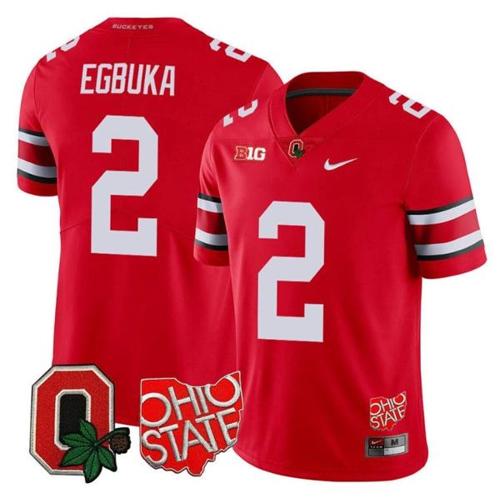 Youth Nike Emeka Egbuka Jersey #2 Ohio State Buckeyes College Football Stitched Logo Patch Scarlet