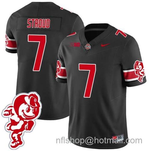 Youth Nike CJ Stroud Jersey #7 Ohio State Buckeyes Football 2023 Stitched Brutus Buckeye Patch Black