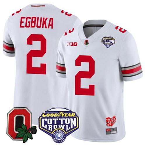 Youth Nike Emeka Egbuka Jersey #2 Ohio State Buckeyes Good Year Cotton Bowl Patch Football White