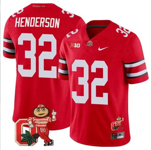 Youth Nike TreVeyon Henderson Jersey #32 Ohio State Buckeyes Mascot Patch College Football Scarlet