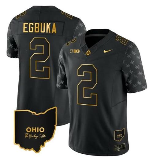 Youth Nike Ohio State Buckeyes Emeka Egbuka Jersey #2 College Football Stitched Alternate Black Gold