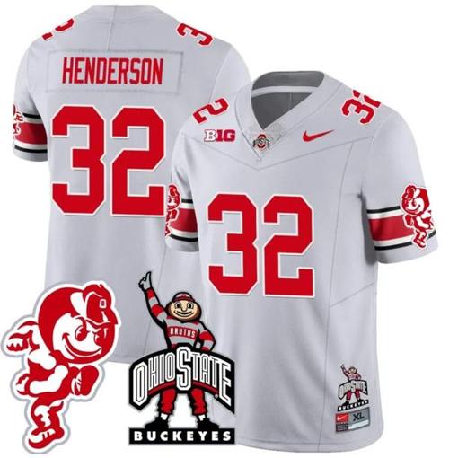 Youth Nike TreVeyon Henderson Jersey #32 Ohio State Buckeyes Football Stitched Brutus Buckeye Patch Gray