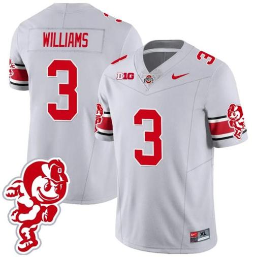 Youth Nike Miyan Williams Jersey #3 Ohio State Buckeyes Football 2023 Stitched Brutus Buckeye Patch Gray