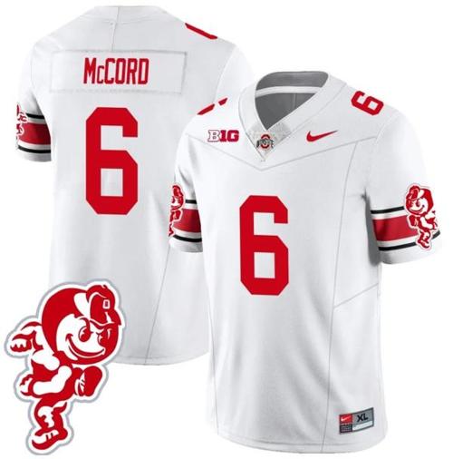 Youth Nike Kyle McCord Jersey #6 Ohio State Buckeyes Football 2023 Stitched Brutus Buckeye Patch White