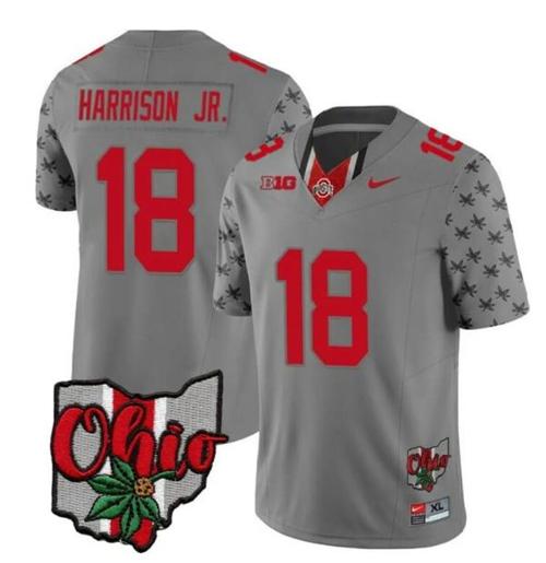 Youth Nike Ohio State Buckeyes Marvin Harrison Jr Jersey #18 College Football Stitched Alternate 2023 Gray