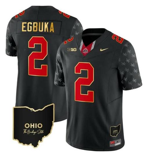 Youth Nike Ohio State Buckeyes Emeka Egbuka Jersey #2 College Football Stitched Alternate Black Gold Trim