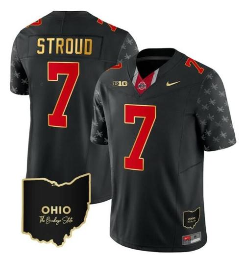 Youth Nike Ohio State Buckeyes CJ Stroud Jersey #7 College Football Stitched Alternate Black Gold Trim