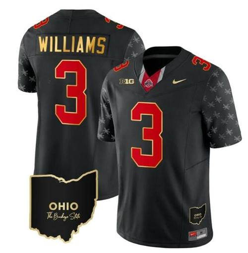 Youth Nike Ohio State Buckeyes Miyan Williams Jersey #3 College Football Stitched Alternate Black Gold Trim